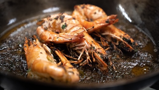 Shrimps on a table